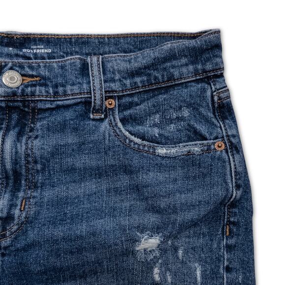 Old Navy Boyfriend Fit Distressed Dark Stone Wash Denim Shorts - Cowgirl Chic - Picture 3 of 5